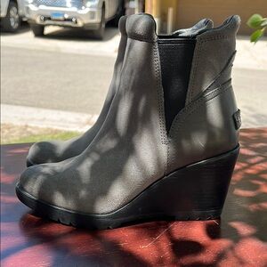 Sorel Gray Wedge Ankle Boots